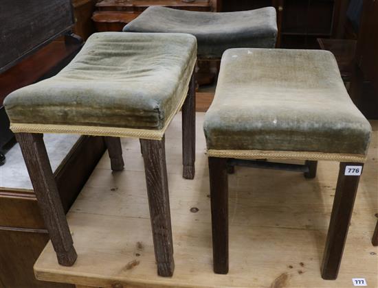 Three Coronation stools W.46cm